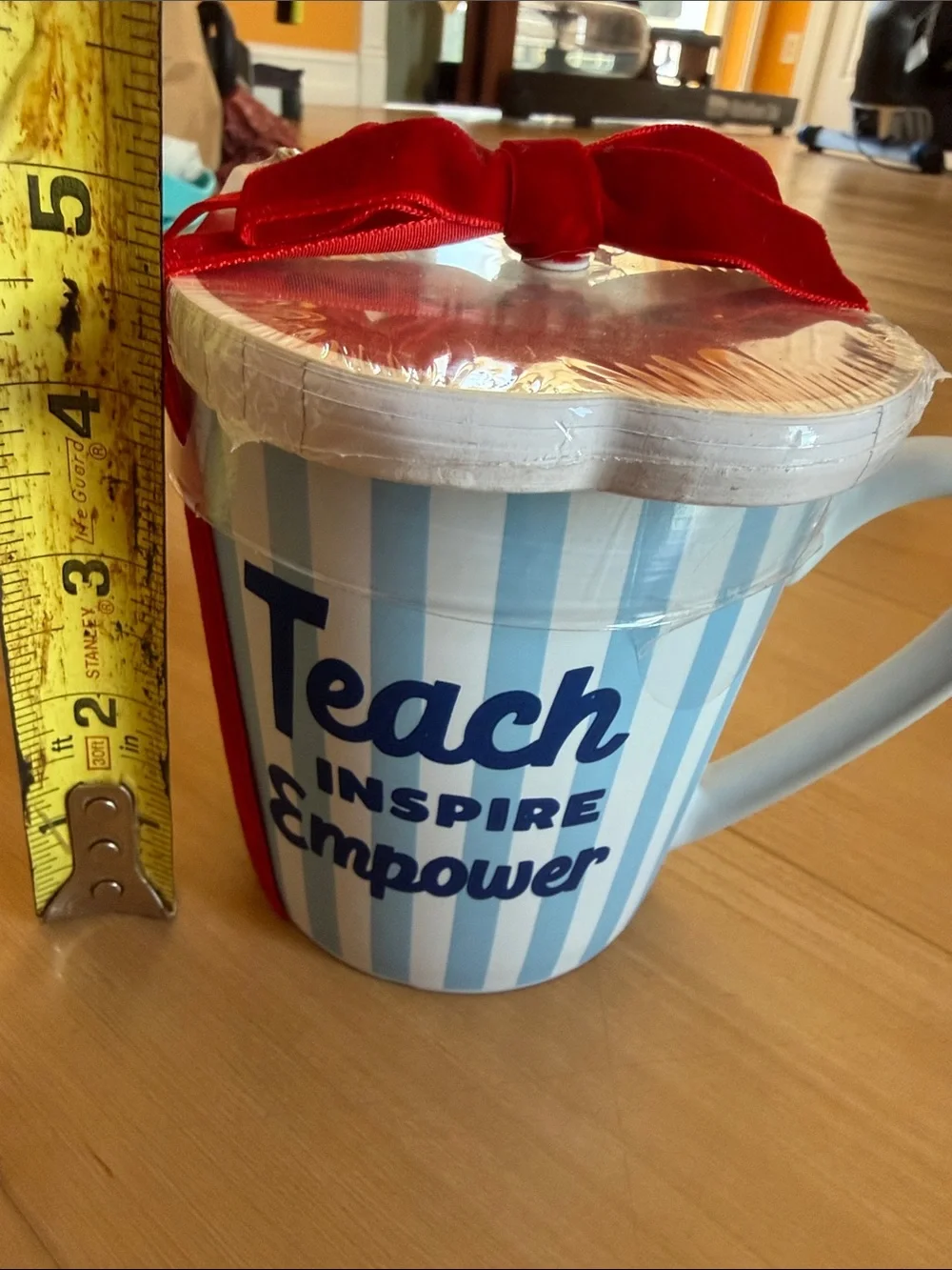 TEACHER APPRECIATION GIFT “TEACH, INSPIRE, EMPOWER” COFFEE MUG & PAD BLUE WHITE